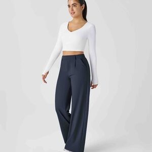 HALARA, High Waisted Side Pocket Straight Leg Work Pants